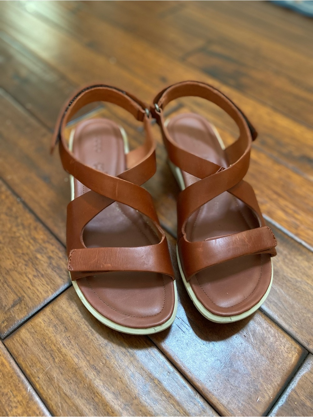 Ecco Brown Leather Sandals - size 8